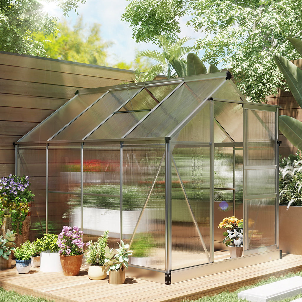 Outsunny Greenhouse, Walk-In Hot House, Clear PC Board with Sliding Door