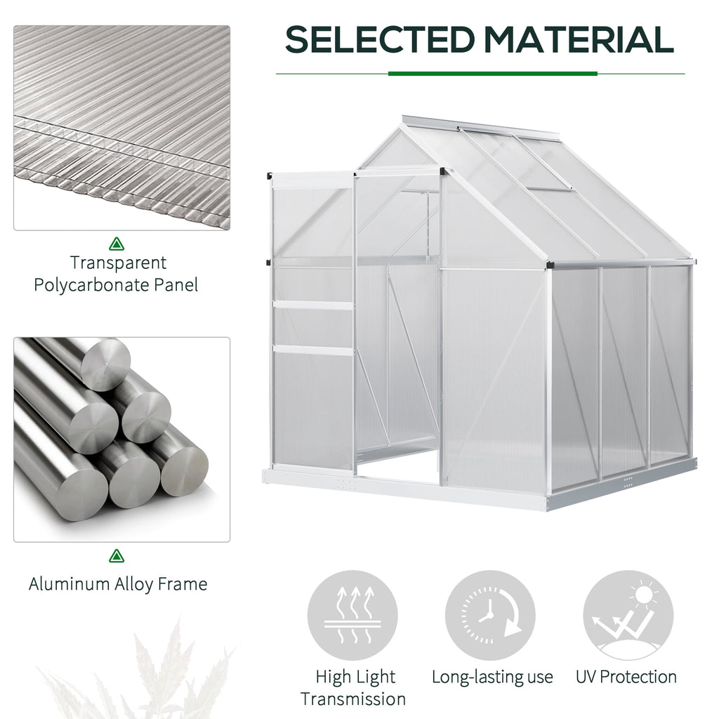 Outsunny 6' x 6' x 6.5' Polycarbonate Greenhouse Walk-in Green House Clear