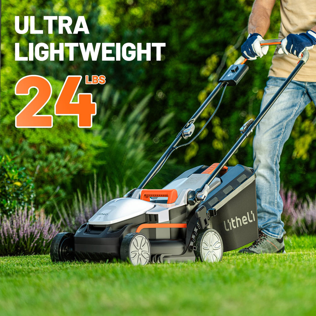 Litheli U20 20V Cordless Lawn Mower, 13-Inch Cutting Width, Adjustable Height, with 4.0Ah Battery