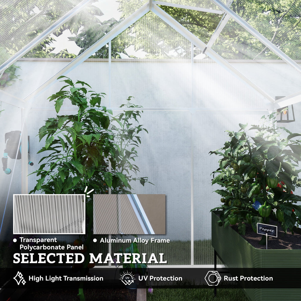 Outsunny 6' x 4' Walk-In Polycarbonate Greenhouse with Foundation Window