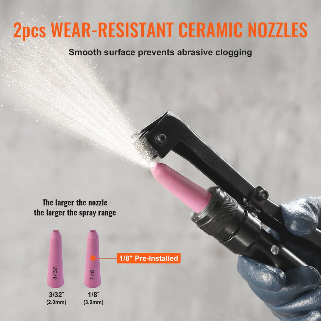 VEVOR 10-Gallon Portable Sandblaster, 60-110 PSI, Abrasive Blasting Tank with 2 Ceramic Nozzles and 7.5 ft Hose