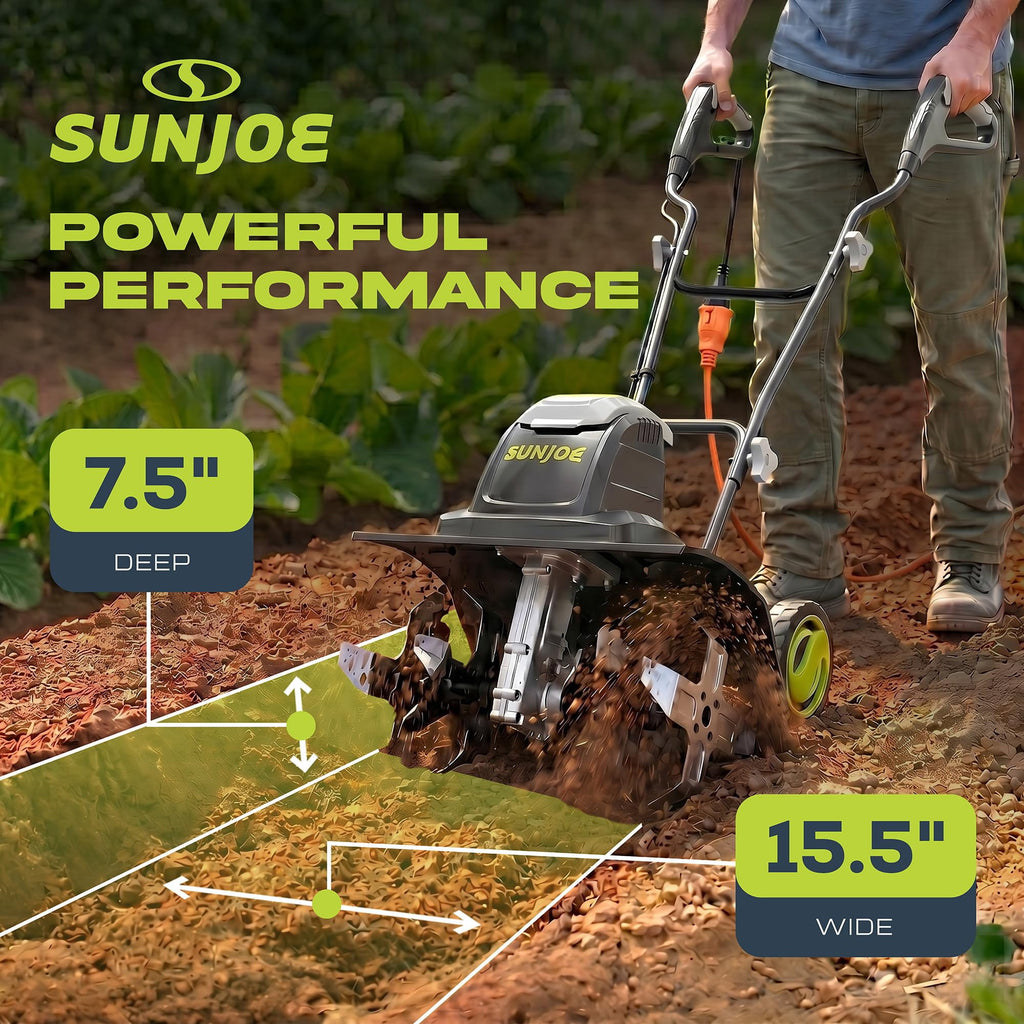 15.0-Amp 16-Inch Electric Tiller/Cultivator w/ 6-In Wheels
