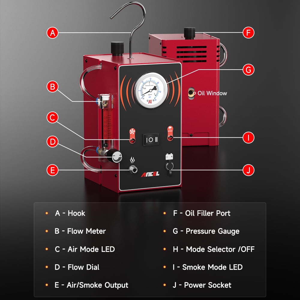 ANCEL S300 Automotive EVAP Smoke Leak Detector, Built-In Air Pump, Dual Mode, for Fuel Pipe and Vacuum Testing
