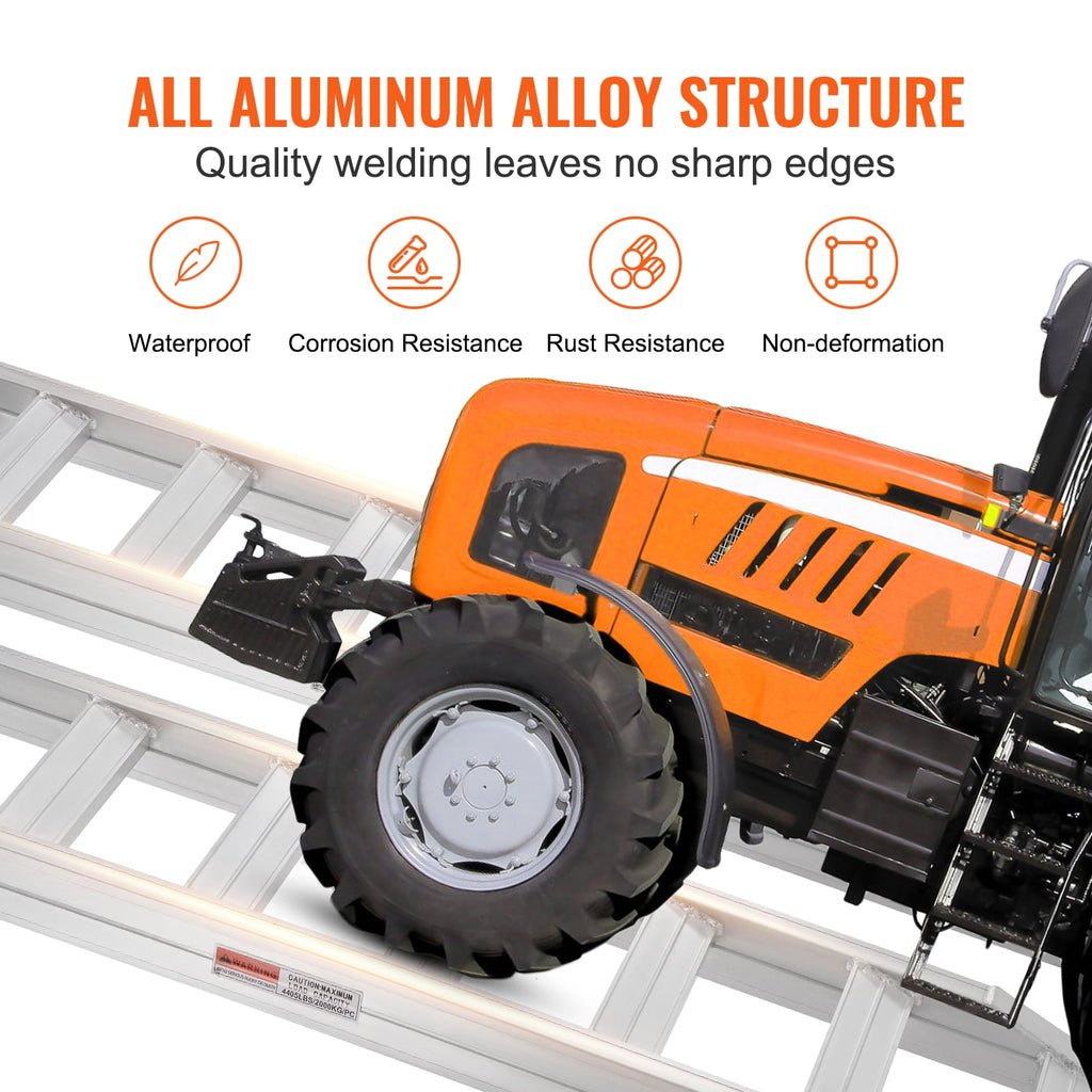 VEVOR Aluminum Ramps, Rated Load 6800 lbs, Max Load 8810 lbs, Heavy-duty Ramps with Top Hook Attaching End Universal