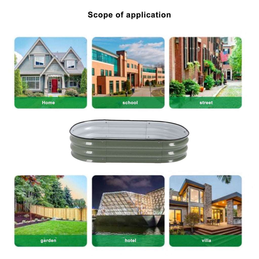 Oval Stainless Steel Raised Garden Bed Kit for Outdoor Vegetable and Flower Planting