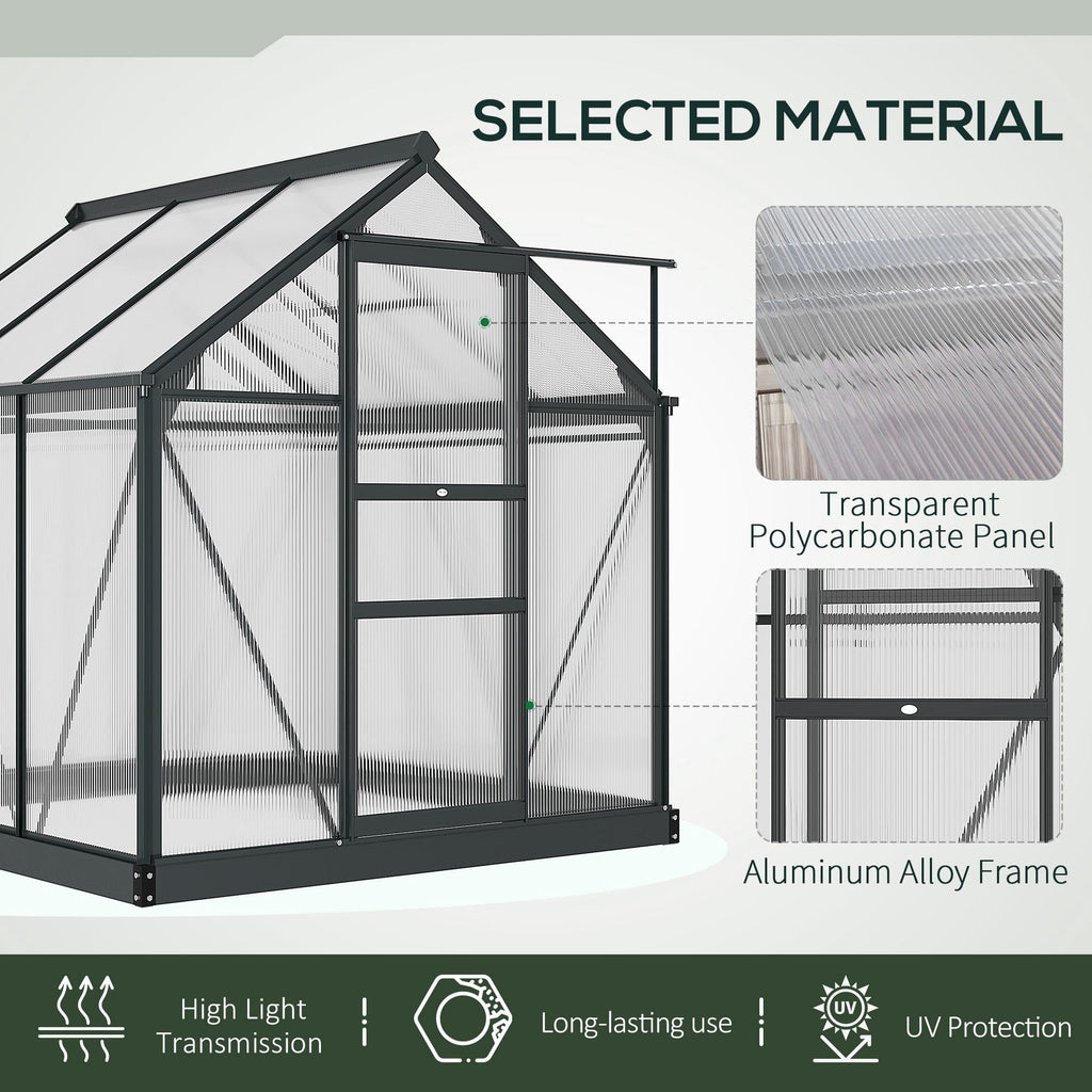 CoSoTower Greenhouse Garden, Green House, Outdoor Greenhouse Kit, PC Board with Sliding Door, 6.2' x 6.3' x 6.6', Grey
