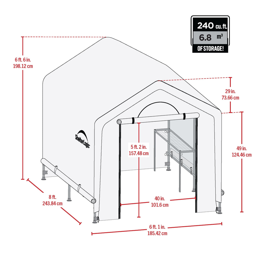 ShelterLogic Grow IT 6 x 8 x 6 ft Translucent Backyard Greenhouse