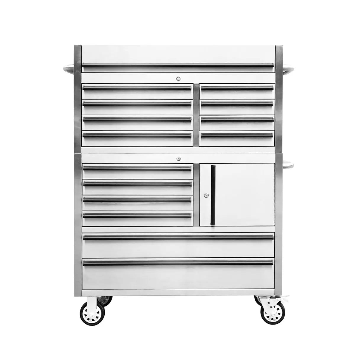 TMG Heavy Series™ 41” Stainless Steel Tool Chest Cabinet – 14 Drawers, Top Lid & Casters, TMG-SC4114