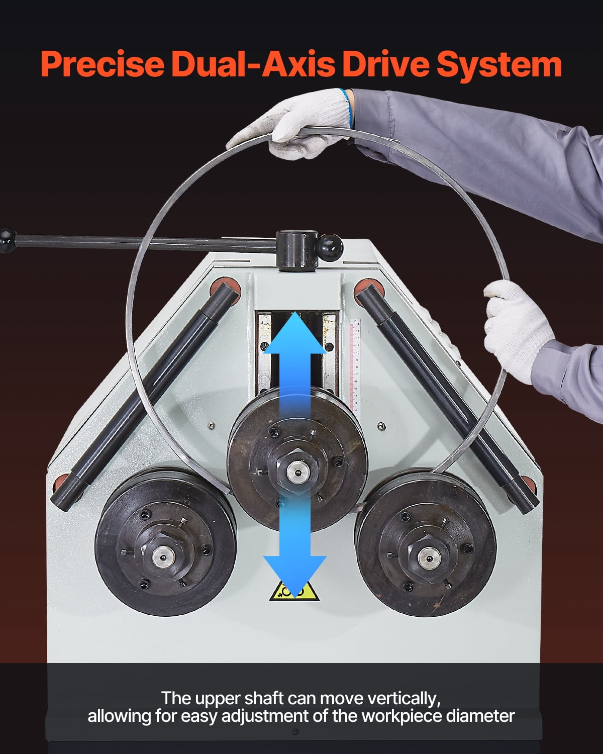 VEVOR 2.2kW 3-Roller Electric Pipe Bender, 180-Degree Bending, Reversible Foot Switch, Horizontal/Vertical, 220V 3-Phase