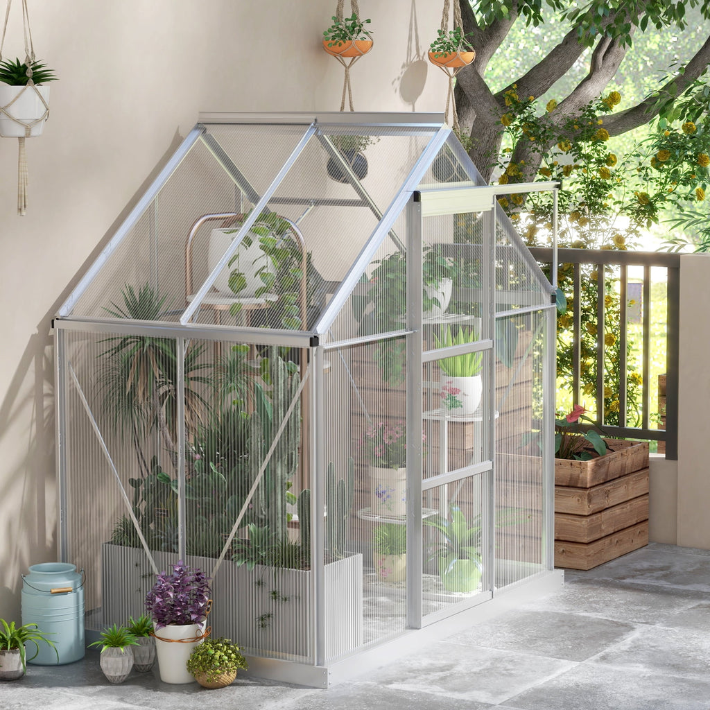 Outsunny 6' x 4' Walk-In Polycarbonate Greenhouse with Foundation Window