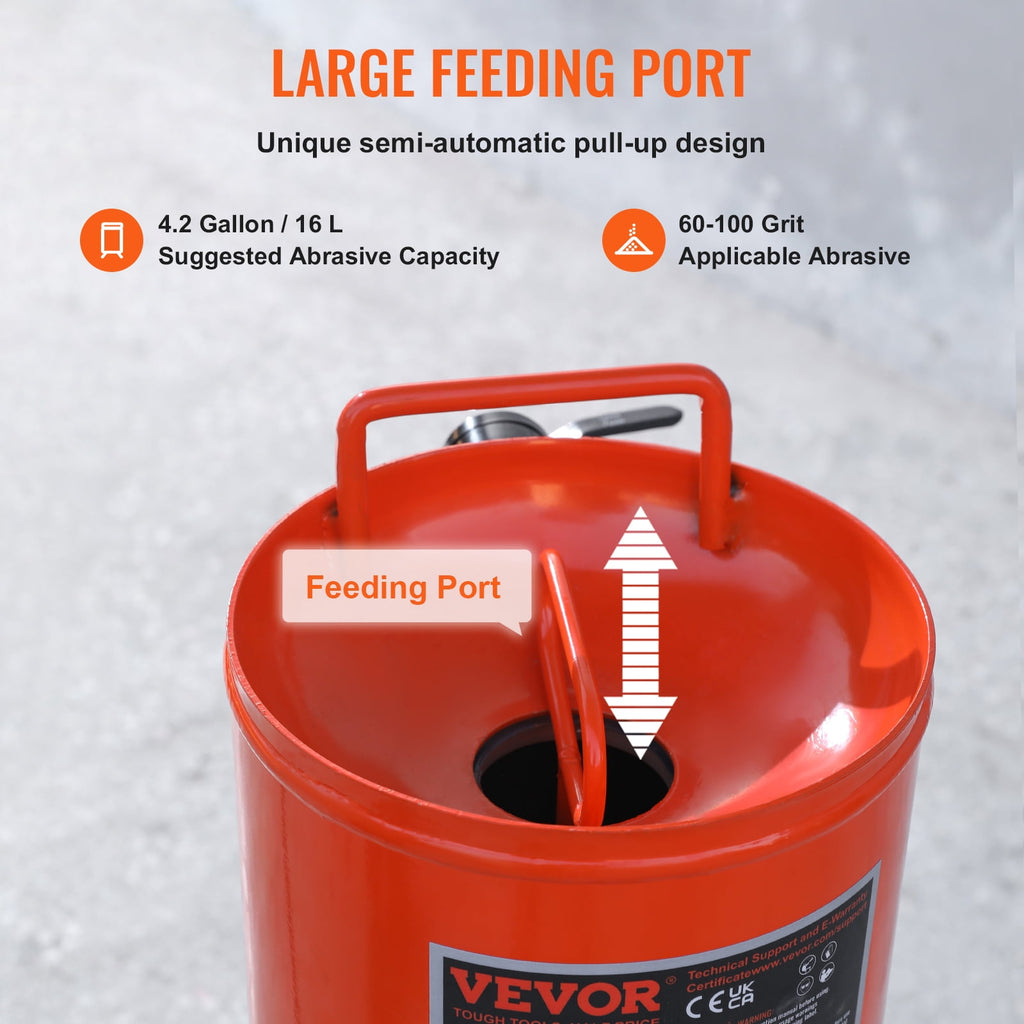 VEVOR 10-Gallon Portable Sandblaster, 60-110 PSI, Abrasive Blasting Tank with 2 Ceramic Nozzles and 7.5 ft Hose