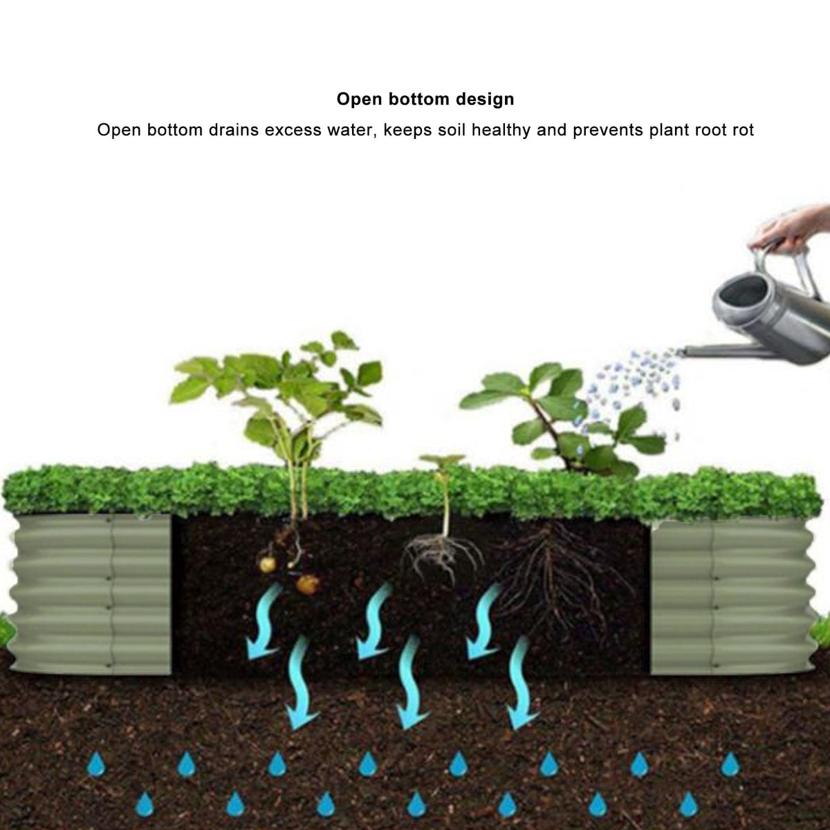 Oval Stainless Steel Raised Garden Bed Kit for Outdoor Vegetable and Flower Planting