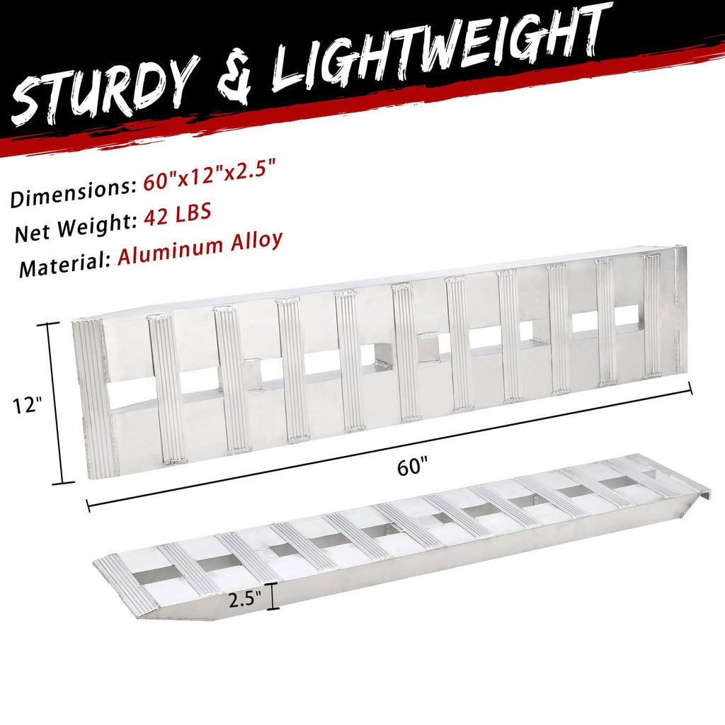 Aluminum Loading Ramps, 6000lbs Capacity for ATV, Motorcycle, Quad, Lawn Mower, Snow Blower, 72"x15", 2pcs