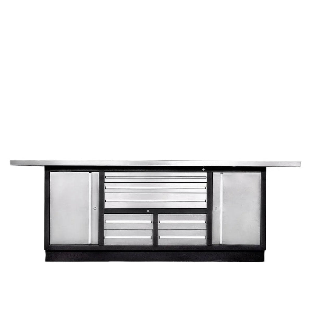 TMG Industrial TMG-WB708S Stainless Steel Workbench, 85x45 Inch Top, 7 Lockable Drawers and 2 Cabinets