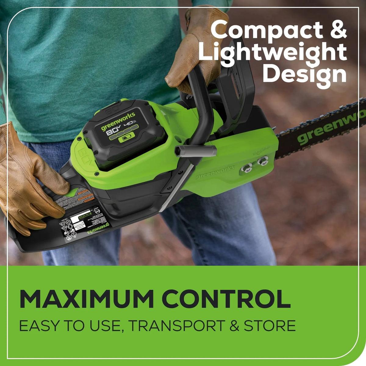 80V 18" Brushless Cordless Chainsaw, 4.0Ah Battery and Charger Included