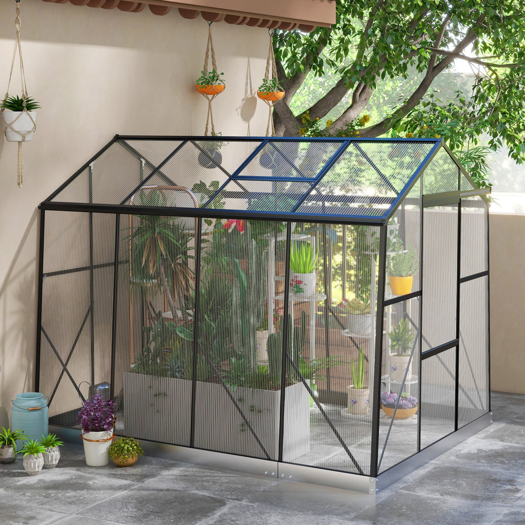 Outsunny 6' x 8' Polycarbonate Greenhouse Aluminium Walk-in Green House