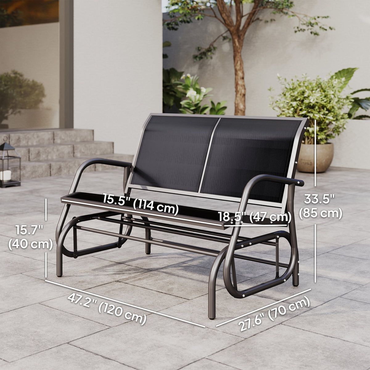 Outsunny Patio Double Glider Bench