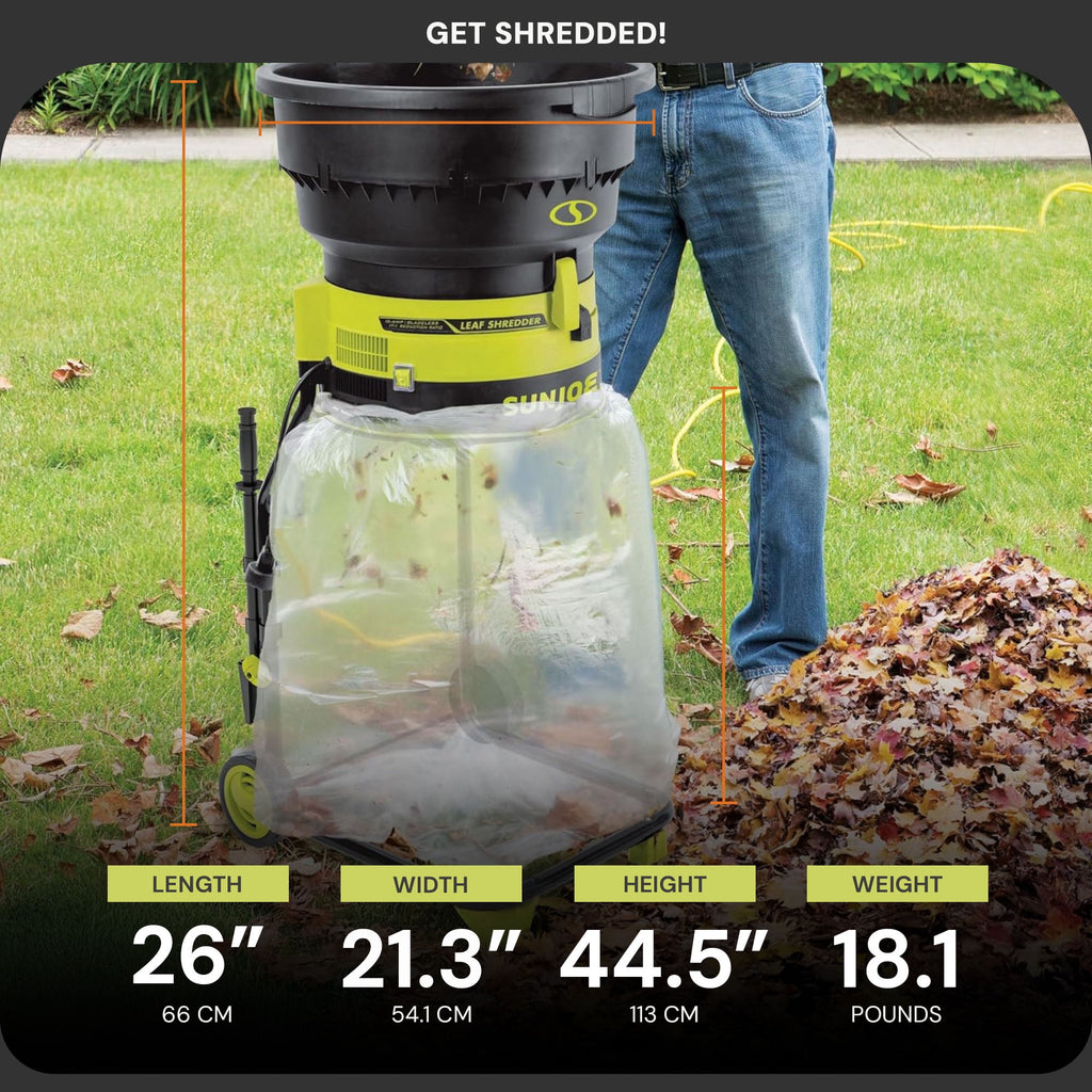 Sun Joe 15-AMP 17:1 Reduction Ratio Electric Leaf Mulcher/Shredder, 55-Gal/Min. Capacity