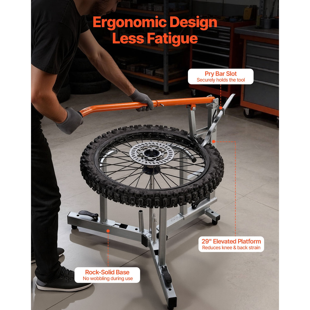 KFFKFF Dirt Bike and Dual Sport Tire Changer, Fits for 16"-21" Wheels, 15/17/20/25 mm Axles, Heavy Duty Dirt Bike Tire Changing Tool Kit