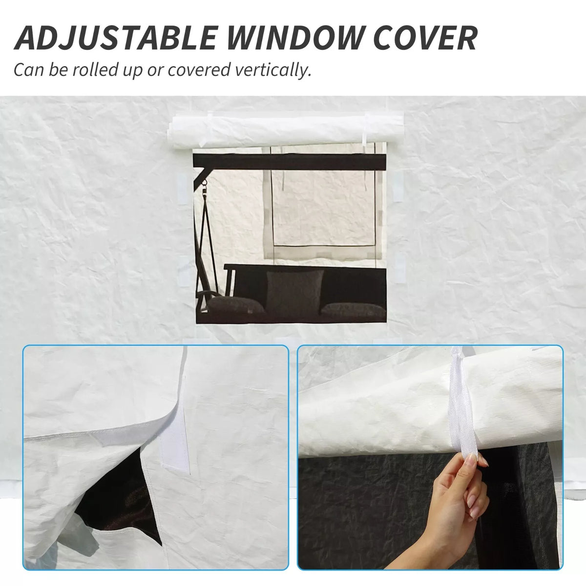10x10 Ft Universal Winter Cover for Hardtop Gazebos, Waterproof Enclosed Sidewalls and Mesh Windows, White