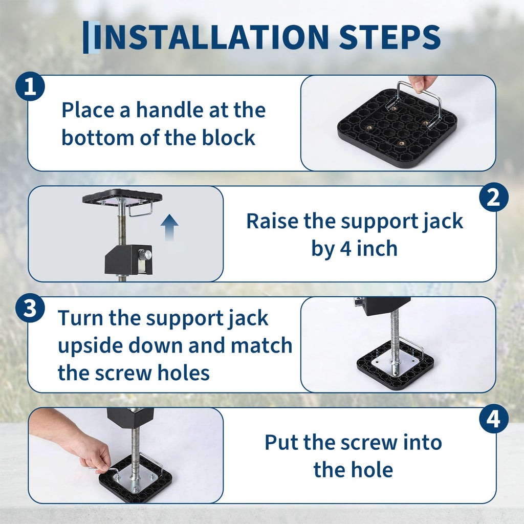 RV Slide Out Support Jacks, 4 Pack Stabilizer Jacks for Camper, Adjustable 21"-49" 20000 lb, Flat Top, Black