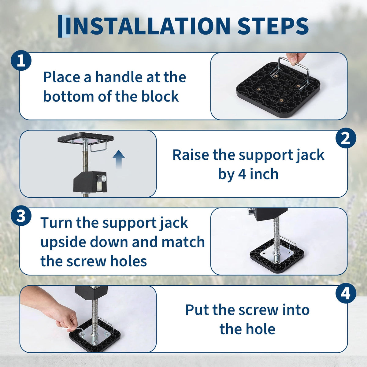 RV Slide Out Support Jacks, 4 Pack Stabilizer Jacks for Camper, Adjustable 21"-49" 20000 lb, Flat Top, Black