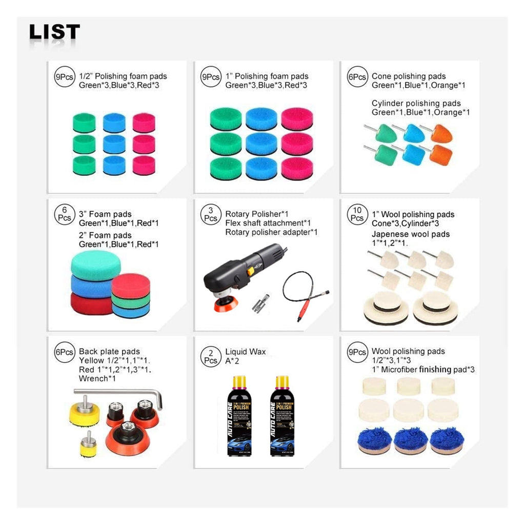 1~5Inch Electric Car Polisher Rotatory Car Polishing Machine 6 Variable Speed 2500rpm Auto Mini Polisher Detail Polish Buffer ,Easy to Use