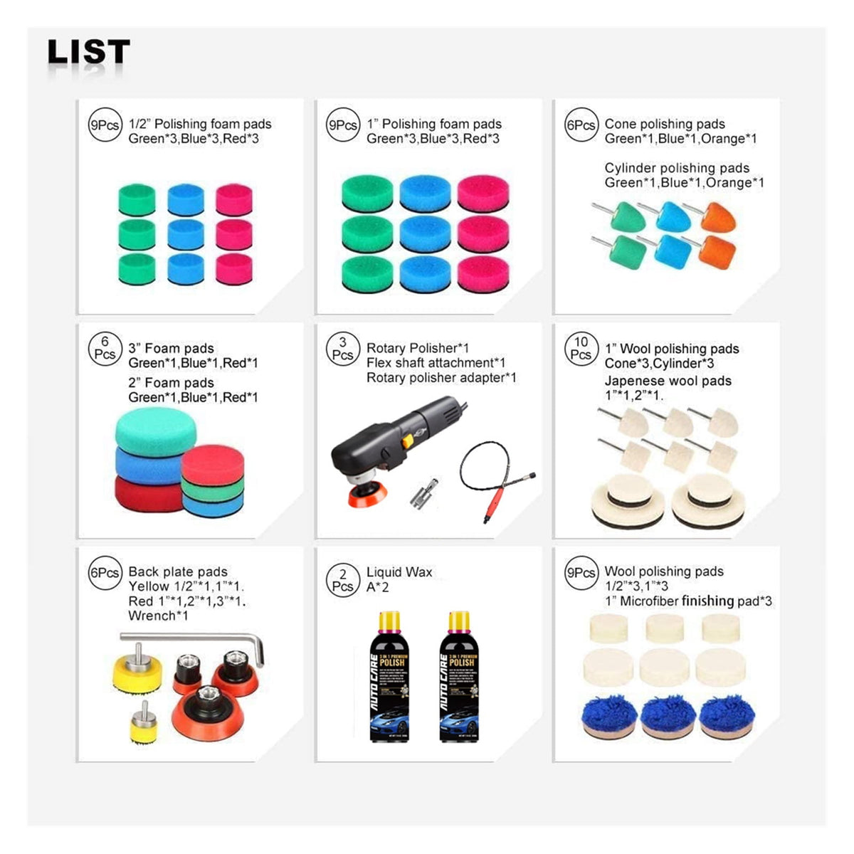 1~5Inch Electric Car Polisher Rotatory Car Polishing Machine 6 Variable Speed 2500rpm Auto Mini Polisher Detail Polish Buffer ,Easy to Use