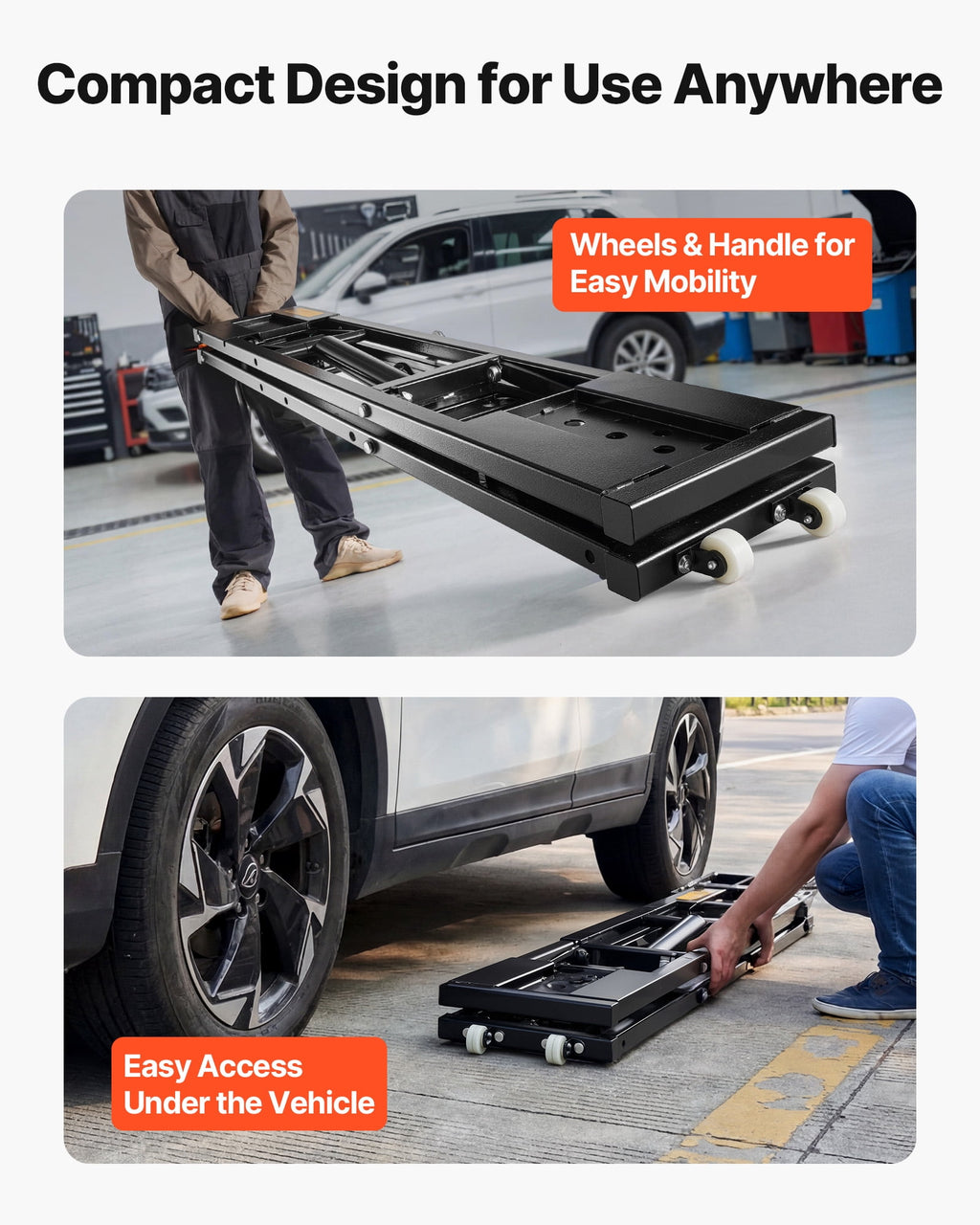 VEVOR Portable Car Lift, 7000 lbs Capacity, Heavy Duty Steel Truck Lift with 26.8" Max Height, Pneumatic Pump, Wheels, 4 Rubber Pads