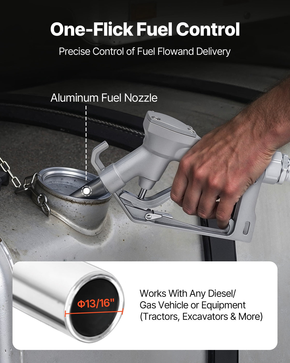 VEVOR Fuel Transfer Pump 12V DC 16 GPM with Hose & Nozzle for Gasoline Diesel