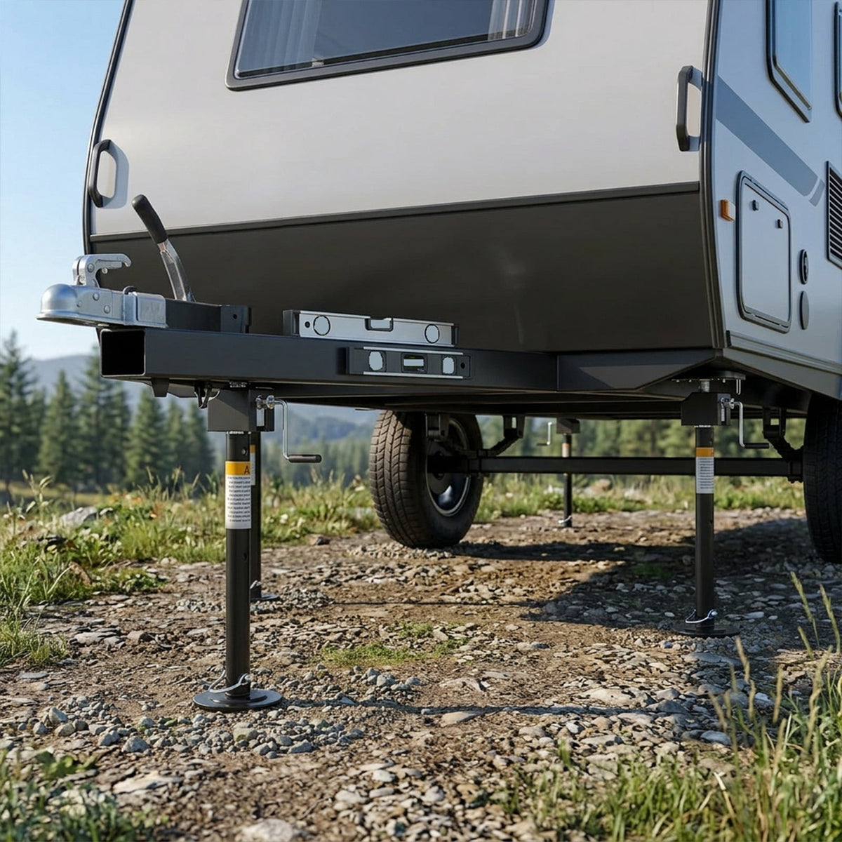 RV Slide Out Support Jacks, 4 Pack Stabilizer Jacks for Camper, Adjustable 21"-49" 20000 lb, Flat Top, Black