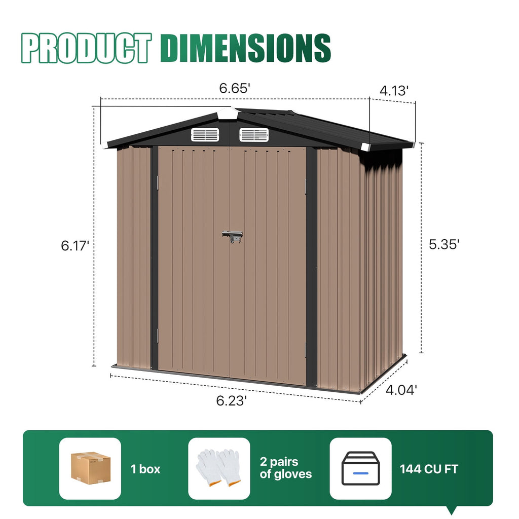 Clouddwell 6 ft. x 4 ft. Outdoor Storage Shed, Metal Garden Shed with Lockable Doors & Sloped Roof for Backyard, Patio, Poolside