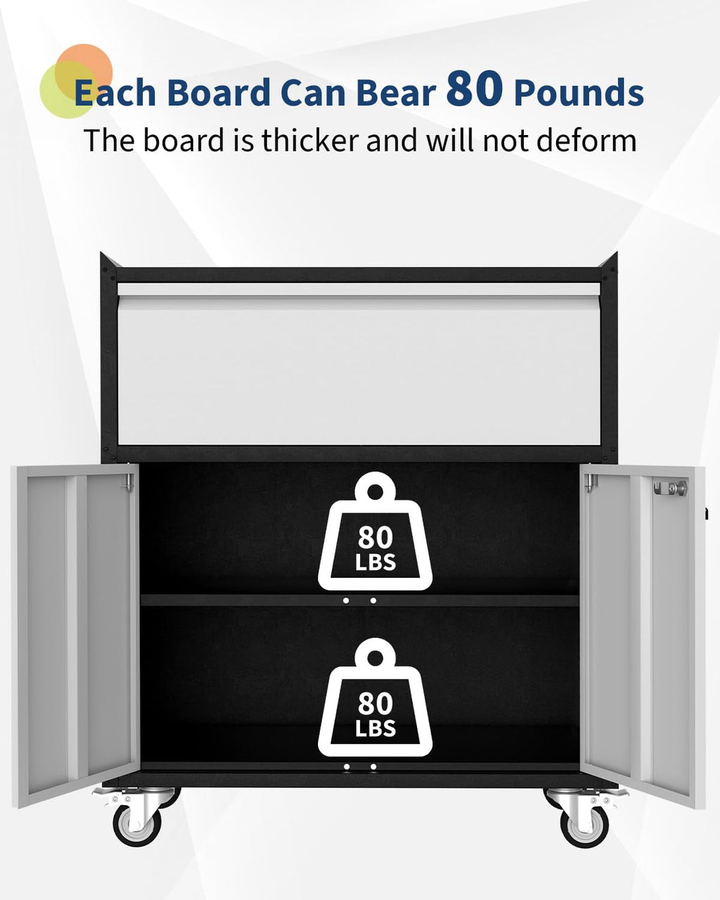 36-Inch Lockable Rolling Tool Cabinet, Metal Storage Chest with Drawer and Adjustable Shelves, Black/Gray