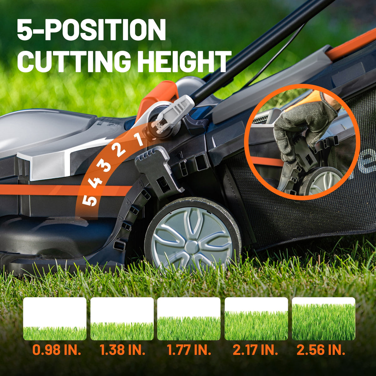 Litheli U20 20V Cordless Lawn Mower, 13-Inch Cutting Width, Adjustable Height, with Two 2.0Ah Batteries