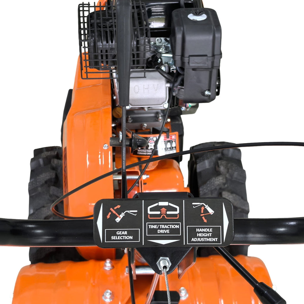 TMG Industrial 18" Self-Propelled Garden Tiller, Dual Rotation, 6.5" Tilling Depth, 196cc (6.5HP) Gas Engine, TMG-GT30