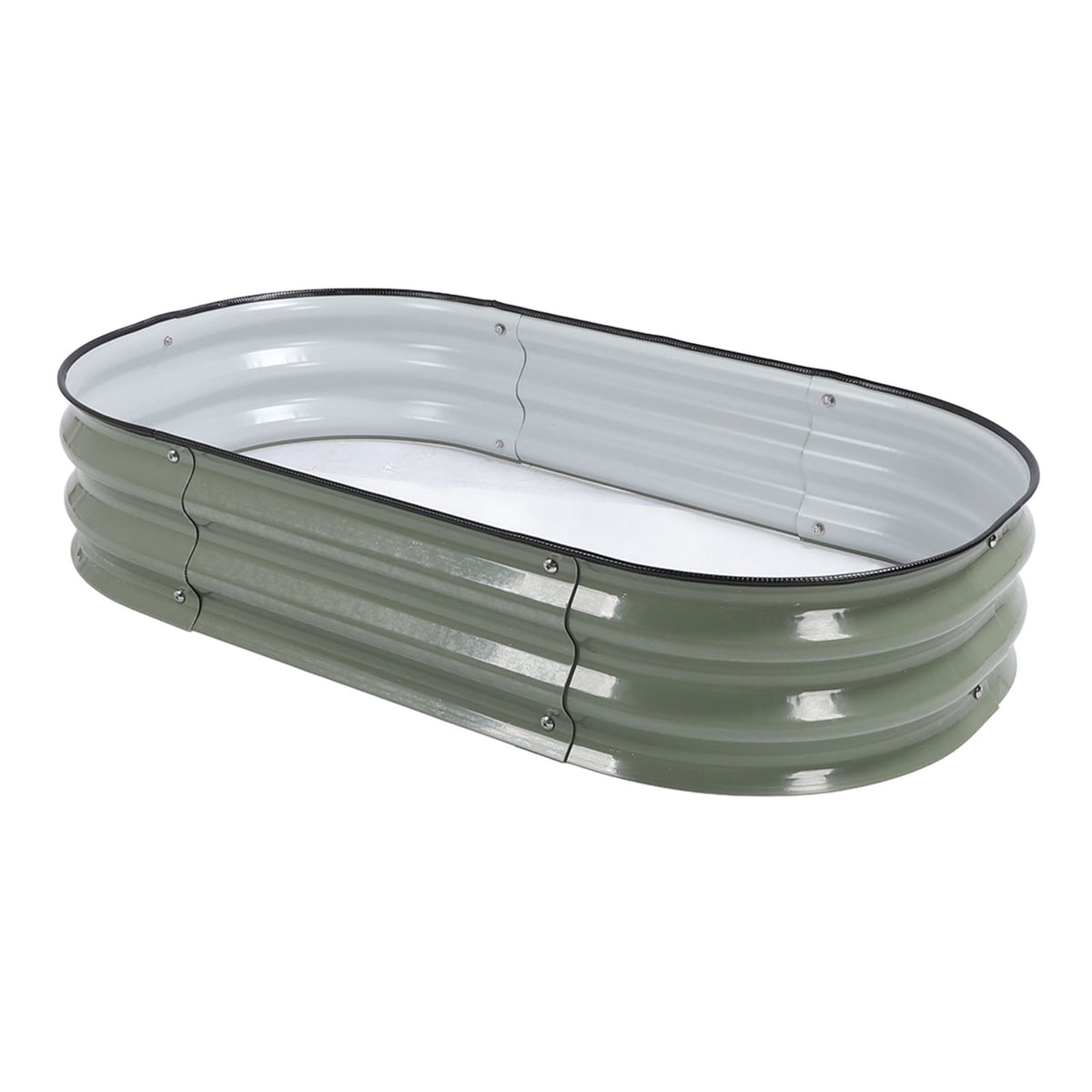 Oval Stainless Steel Raised Garden Bed Kit for Outdoor Vegetable and Flower Planting