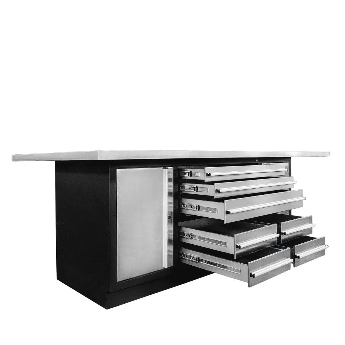 TMG Industrial TMG-WB708S Stainless Steel Workbench, 85x45 Inch Top, 7 Lockable Drawers and 2 Cabinets