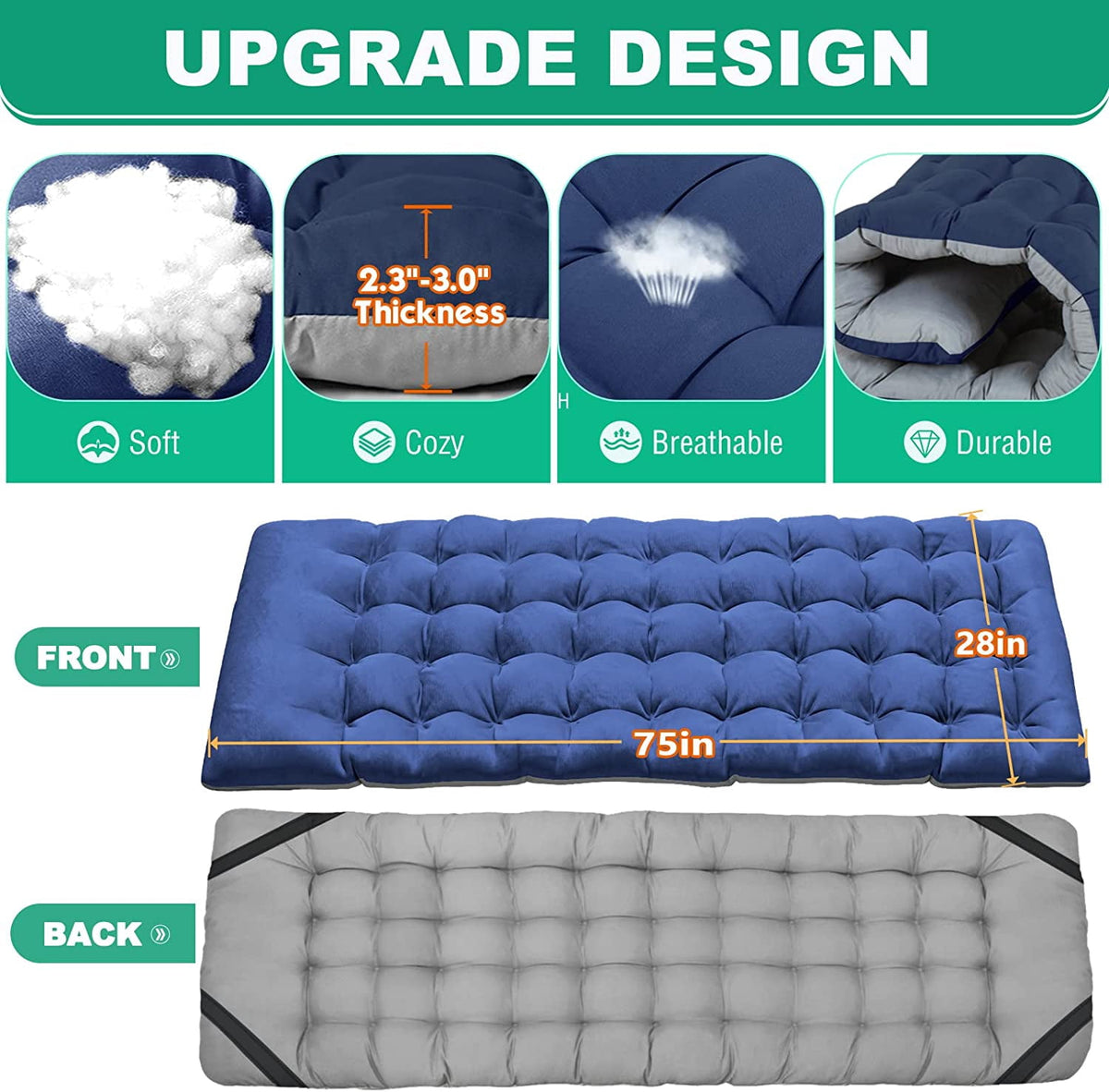 ABORON 2 Pack Folding Camping Cot for Adults & Kids, 28" Extra Wide Portable Sleeping Cot Bed with 2 Sided Mattress & Carry Bag, 880LBS(Max Load)