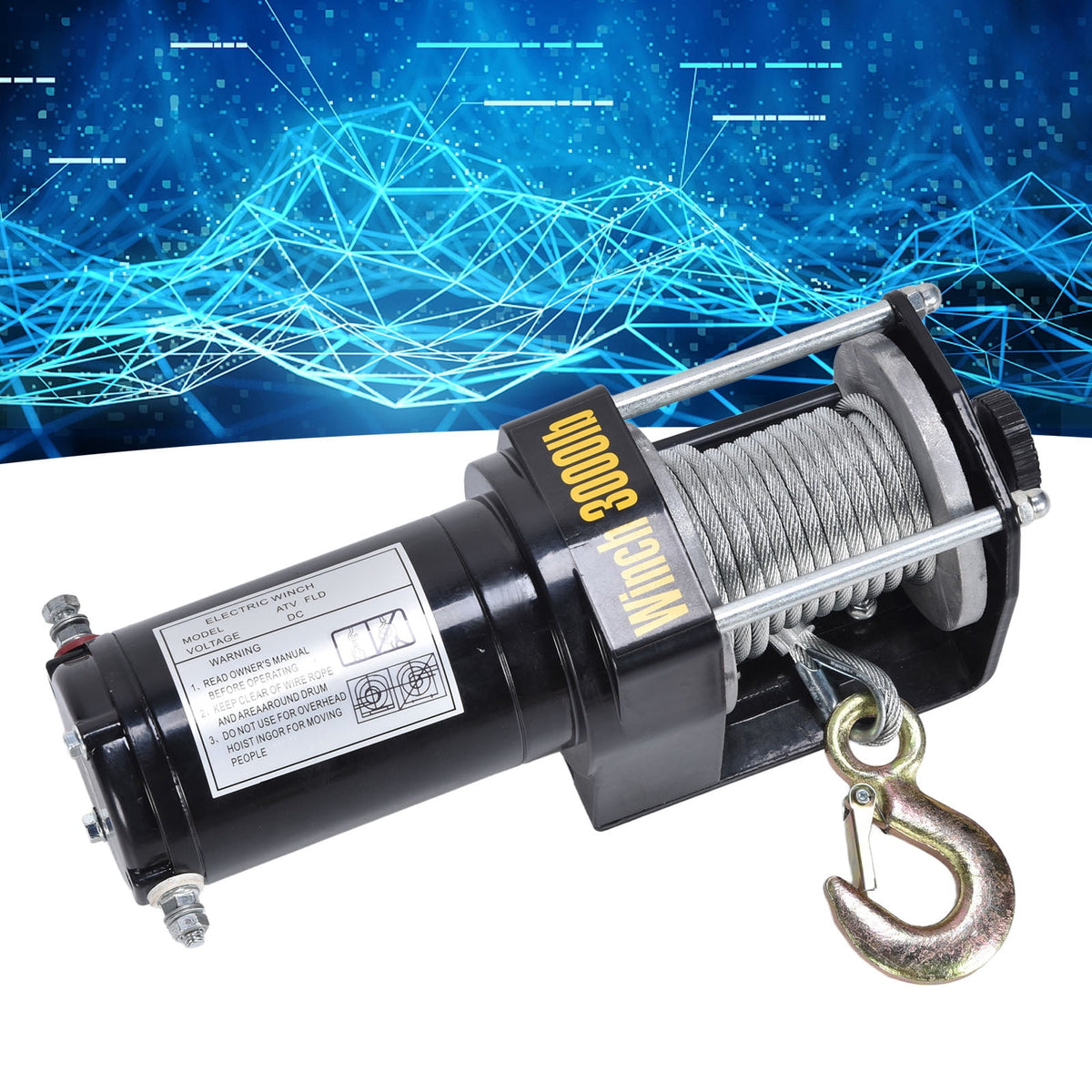 Steel Wire Rope Electric Winches, Manual Release Electric Winch 3000LBS for Truck for UTV for Recovery
