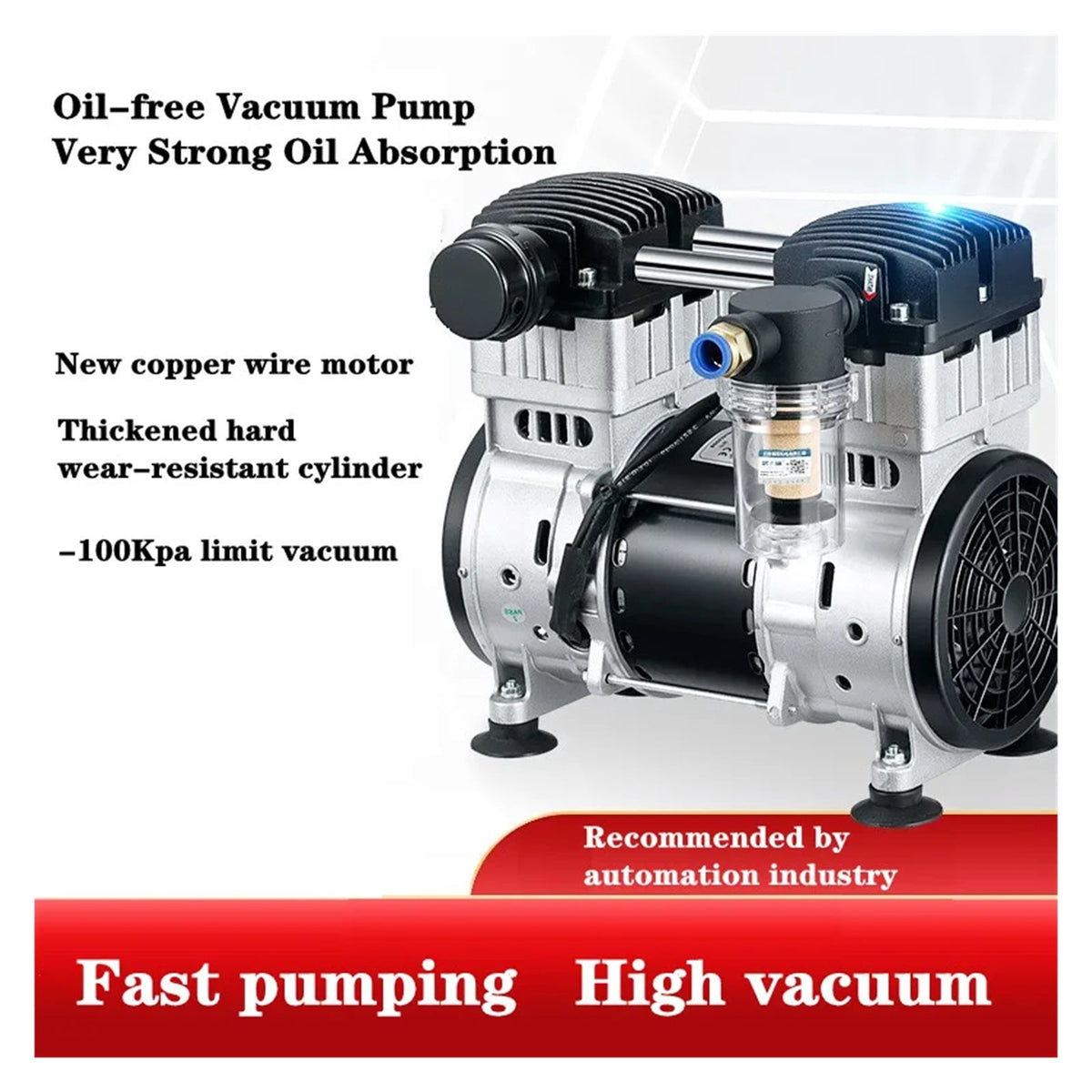 Oil Free Vacuum Pump Small Industrial Air Extraction Pump Test Room Suction Filtration Silent Negative Pressure Pump ,Easy to Operate