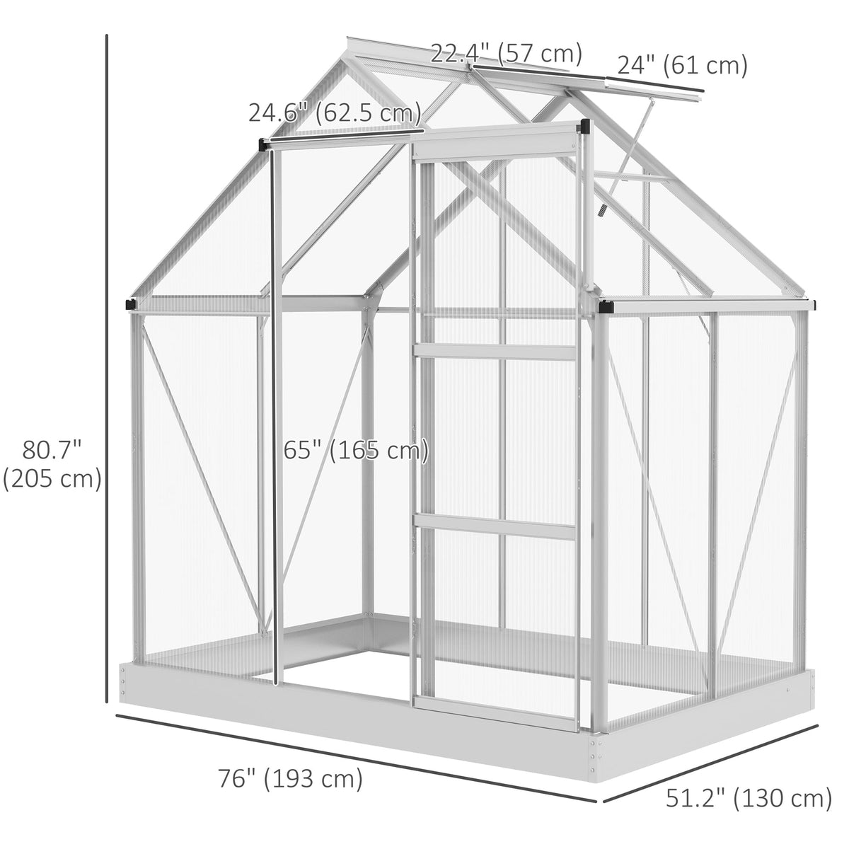 Outsunny 6' x 4' Walk-In Polycarbonate Greenhouse with Foundation Window