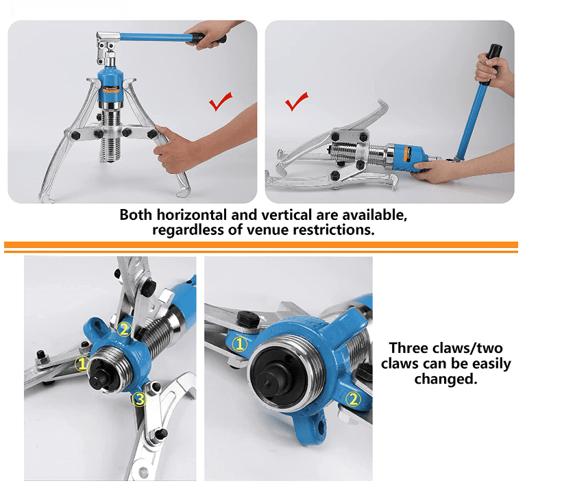 5-Ton Manual Hydraulic Gear Puller, 2/3-Jaw Bearing, Flywheel and Pulley Separator for Hubs, Flanges and Gears