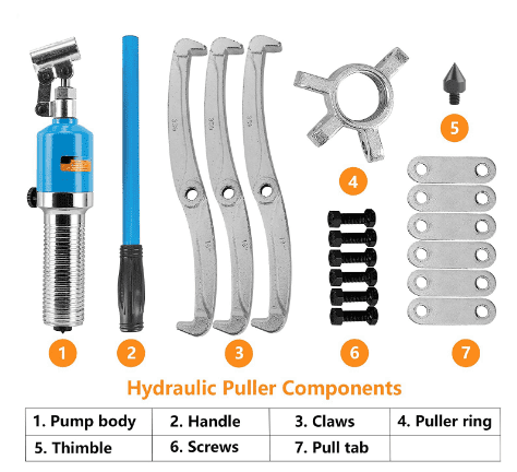 5-Ton Manual Hydraulic Gear Puller, 2/3-Jaw Bearing, Flywheel and Pulley Separator for Hubs, Flanges and Gears