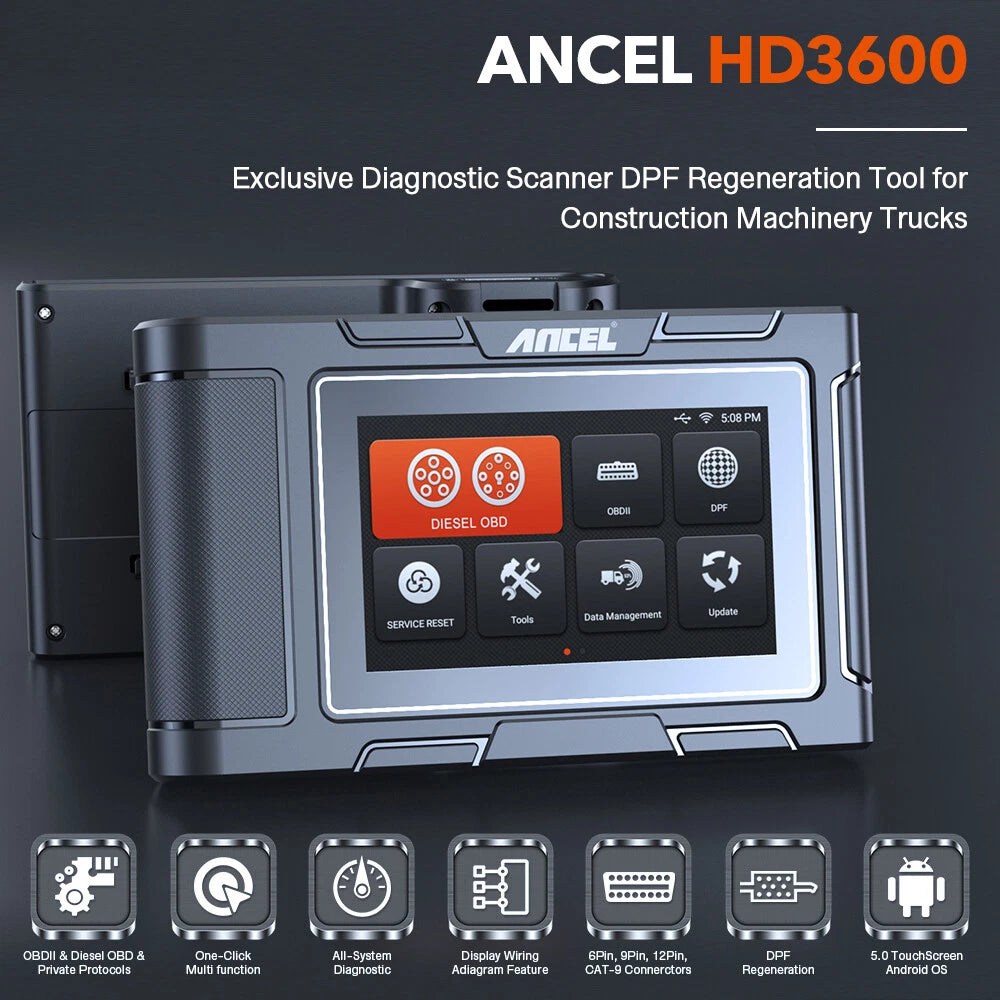 ANCEL HD3600 Heavy Equipment Diagnostic Tool with DPF Regen Truck Scanner Tool