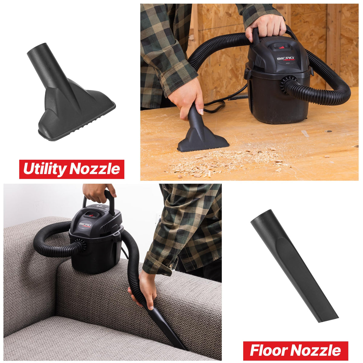 Shop-Vac 2021005 1-Gallon Micro Wet/Dry Vacuum, 1.0 Peak HP, 1.25-Inch Diameter x 4 ft Hose, Lightweight and Portable