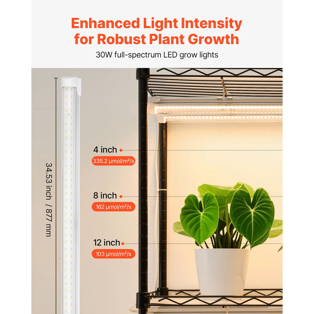 KFFKFF Indoor Greenhouse with Grow Light, 59 in Tall 4-Tier Plant Stand with Clear Cover, Timer & Hygrometer, 180W Full Spectrum Grow Lights