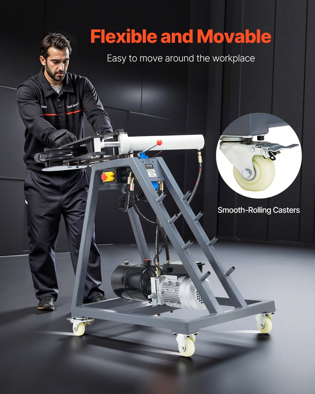 VEVOR Electric Tube Bending Machine 750W Pipe Tubing Bender with 6L Hydraulic Cylinder
