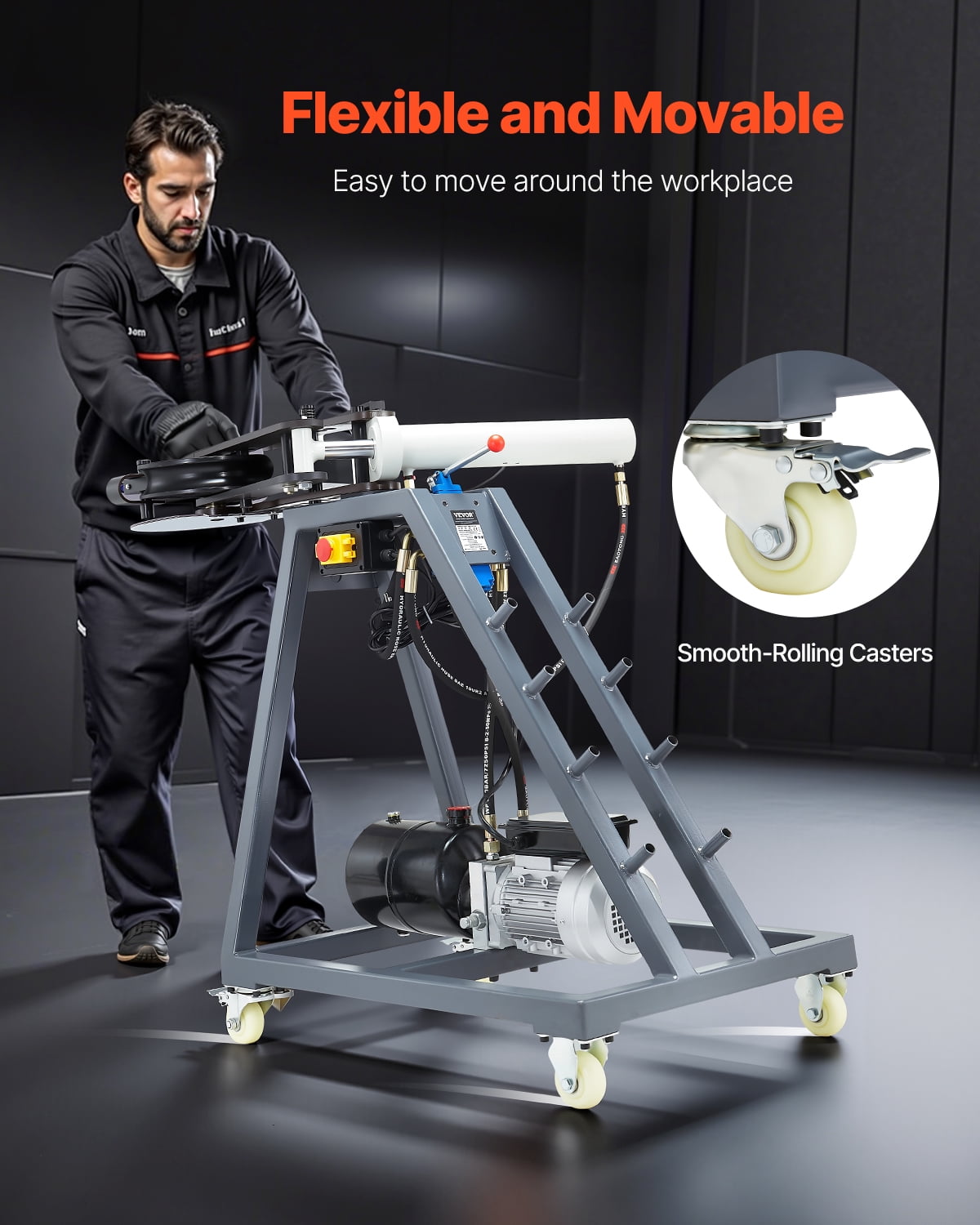 VEVOR Electric Tube Bending Machine 750W Pipe Tubing Bender with 6L Hydraulic Cylinder