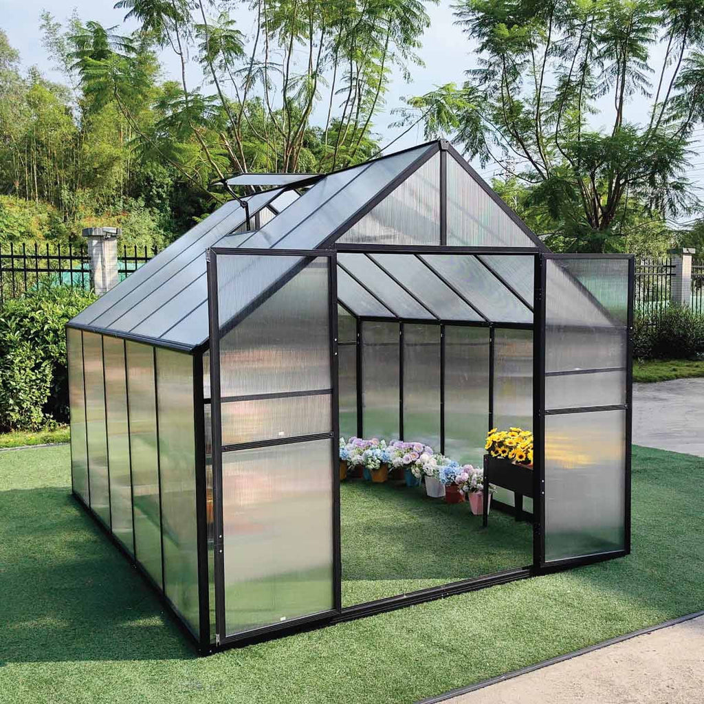 TMG Industrial 6' x 8' Greenhouse with Polycarbonate Roof and Walls, Durable Aluminum Frame, Quick Assembly, Essential Series, TMG-GHE0608