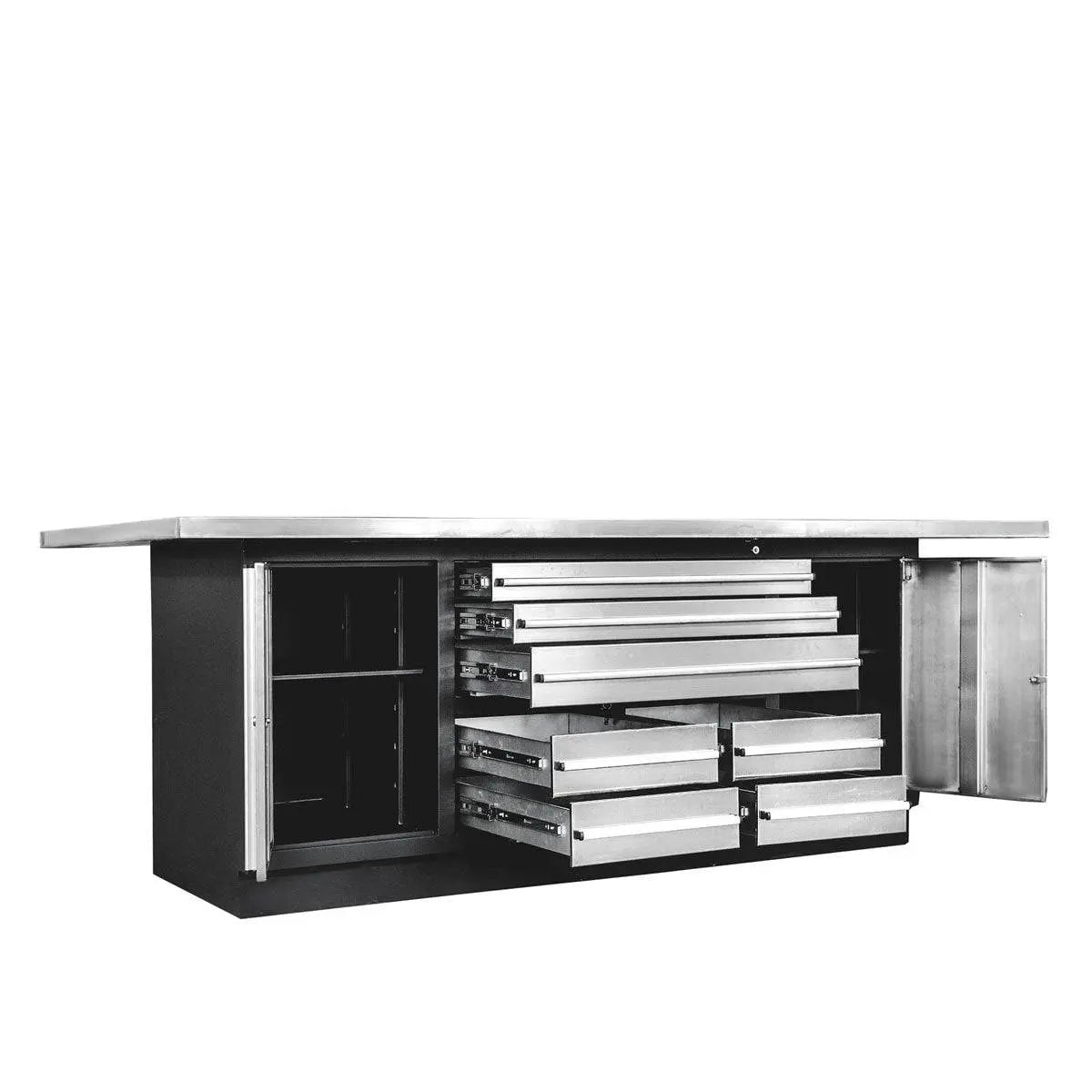 TMG Industrial TMG-WB708S Stainless Steel Workbench, 85x45 Inch Top, 7 Lockable Drawers and 2 Cabinets